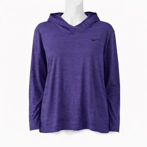 Size L Nike Women’s Dri-FIT Purple Hooded Long Sleeve Shirt